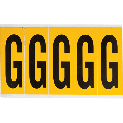Individual Number and Letter Labels, G, 4" H, Black on Yellow