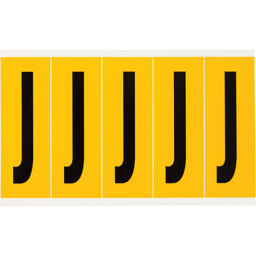 Individual Number and Letter Labels, J, 4" H, Black on Yellow