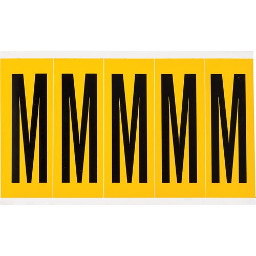 Individual Number & Letter Labels, M, 4" H, Black on Yellow