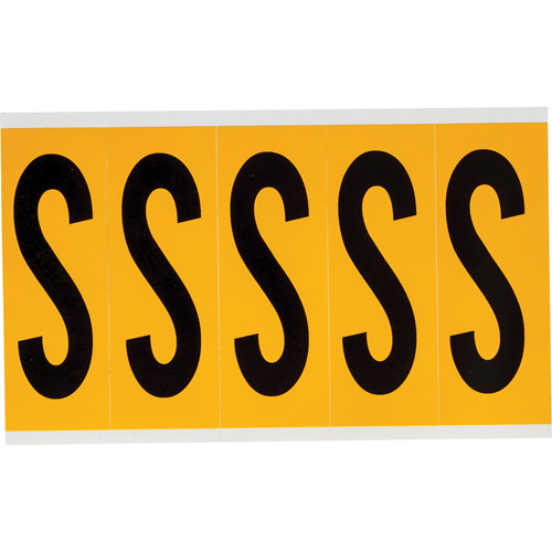 Individual Number & Letter Labels, S, 4" H, Black on Yellow