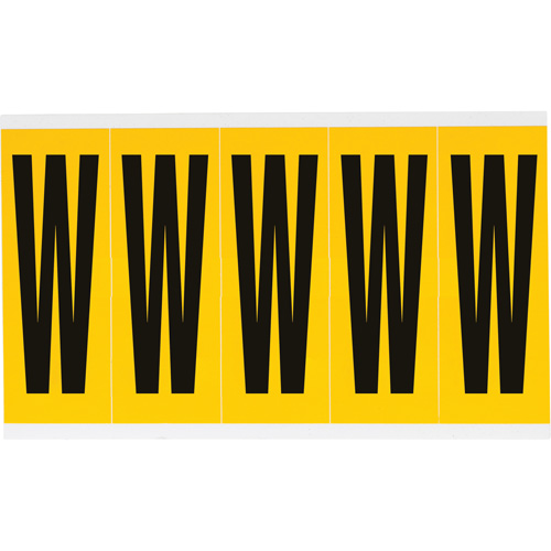 Individual Number & Letter Labels, W, 4" H, Black on Yellow