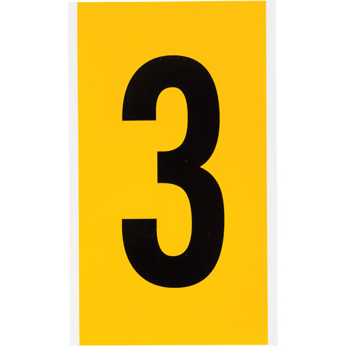 Individual Number and Letter Label, 3, 6" H, Black on Yellow