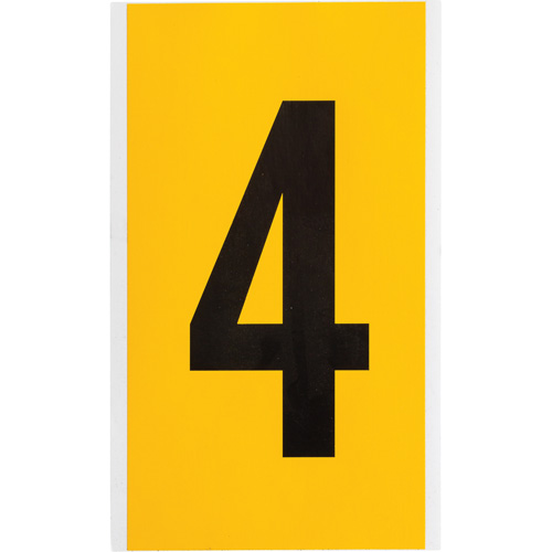 Individual Number and Letter Label, 4, 6" H, Black on Yellow