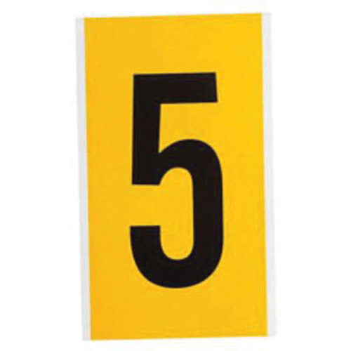 Individual Number and Letter Label, 5, 6" H, Black on Yellow