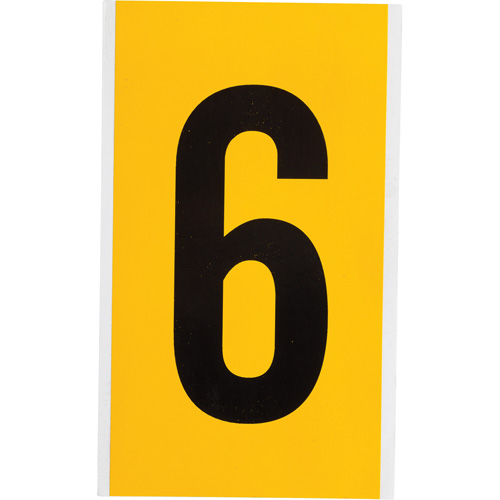Individual Number and Letter Label, 6, 6" H, Black on Yellow