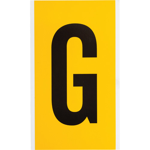 Individual Number and Letter Labels, G, 6" H, Black on Yellow