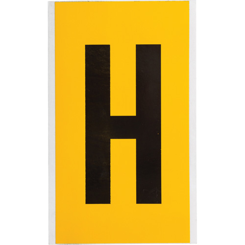 Individual Number and Letter Label, H, 6" H, Black on Yellow