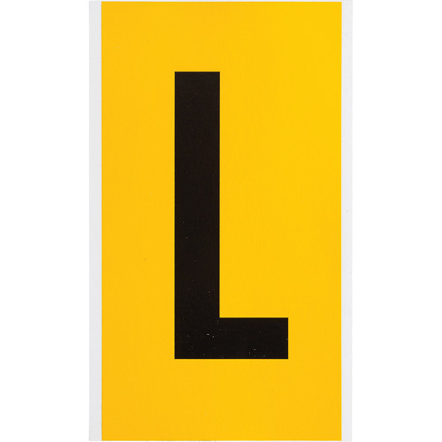 Individual Number and Letter Label, L, 6" H, Black on Yellow