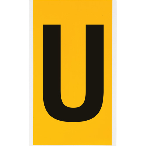 Individual Number & Letter Labels, U, 6" H, Black on Yellow
