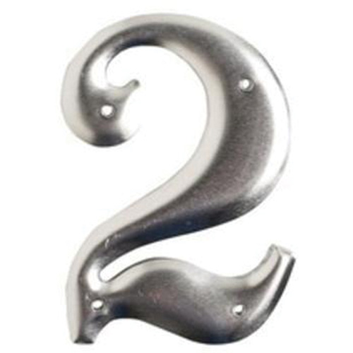 Aluminum Embossed Number and Letter Labels, 2, 3" H, Silver