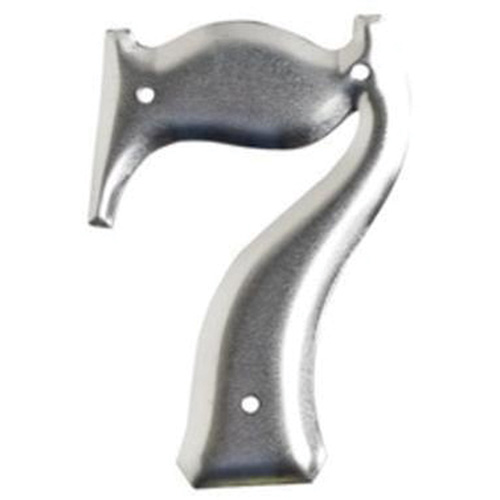 Aluminum Embossed Number and Letter Labels, 7, 3" H, Silver