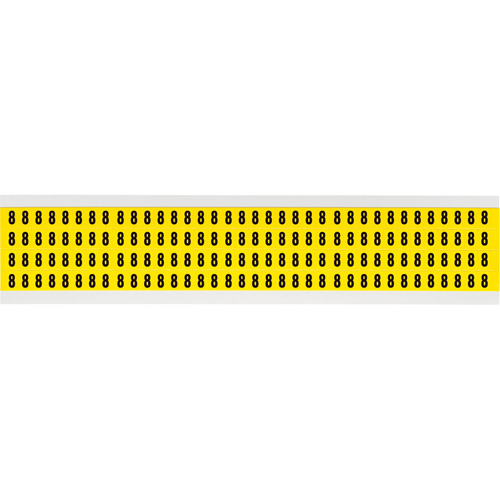 Repositionable Individual Number and Letter Labels, 8, 1/4" H, Black on Yellow