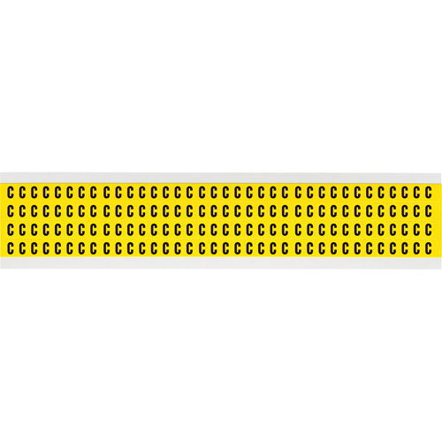 Repositionable Individual Number and Letter Labels, C, 1/4" H, Black on Yellow