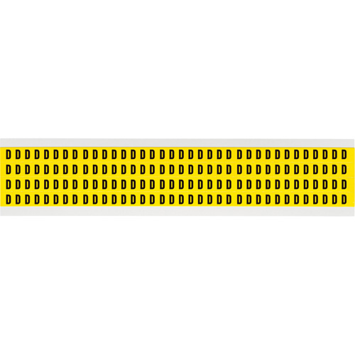Repositionable Individual Number and Letter Labels, D, 1/4" H, Black on Yellow