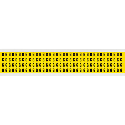 Repositionable Individual Number and Letter Labels, G, 1/4" H, Black on Yellow