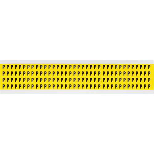 Repositionable Individual Number & Letter Labels, P, 1/4" H, Black on Yellow