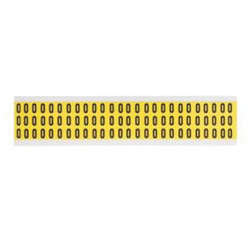Repositionable Individual Number and Letter Labels, 0, 3/8" H, Black on Yellow