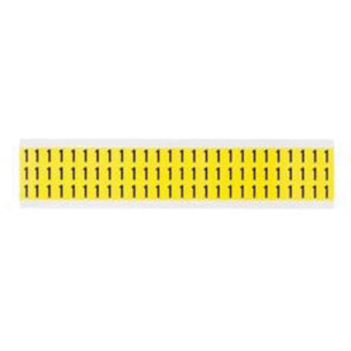 Repositionable Individual Number and Letter Labels, 1, 3/8" H, Black on Yellow