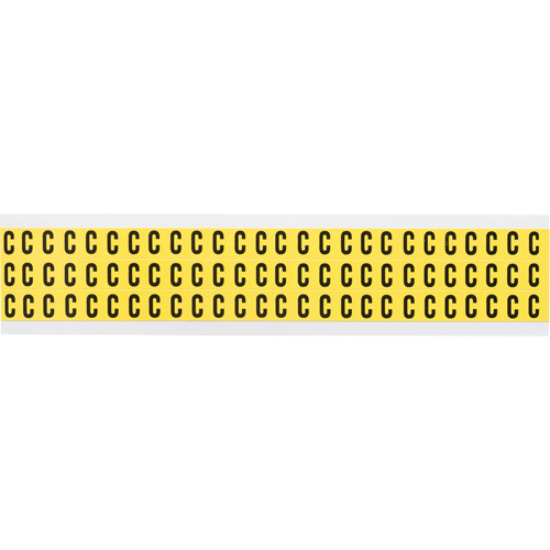 Repositionable Individual Number and Letter Labels, C, 3/8" H, Black on Yellow