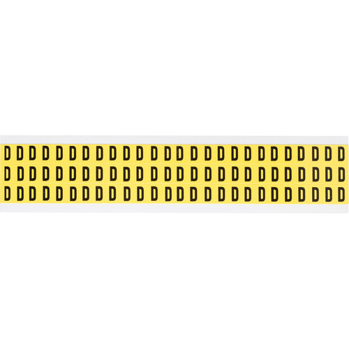 Repositionable Individual Number and Letter Labels, D, 3/8" H, Black on Yellow