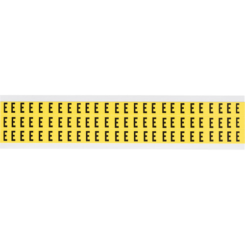 Repositionable Individual Number and Letter Labels, E, 3/8" H, Black on Yellow