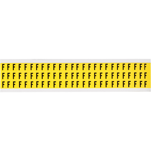 Repositionable Individual Number and Letter Labels, F, 3/8" H, Black on Yellow