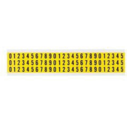 Repositionable Individual Number and Letter Labels Set, 0 to 9, 3/8" H, Black on Yellow