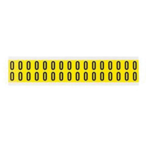 Repositionable Individual Number and Letter Labels, 0, 5/8" H, Black on Yellow