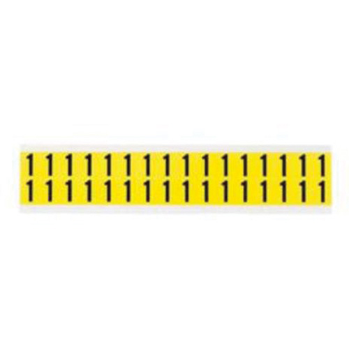 Repositionable Individual Number and Letter Labels, 1, 5/8" H, Black on Yellow