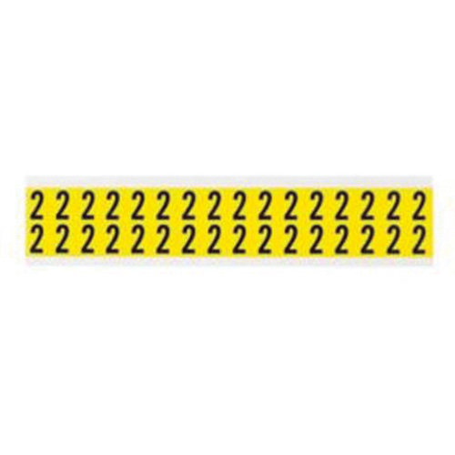 Repositionable Individual Number and Letter Labels, 2, 5/8" H, Black on Yellow