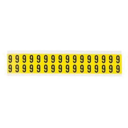 Repositionable Individual Number and Letter Labels, 6, 5/8" H, Black on Yellow