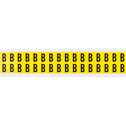 Repositionable Individual Number and Letter Labels, B, 5/8" H, Black on Yellow