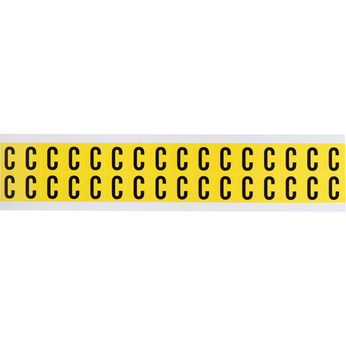 Repositionable Individual Number and Letter Labels, C, 5/8" H, Black on Yellow