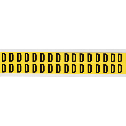 Repositionable Individual Number and Letter Labels, D, 5/8" H, Black on Yellow