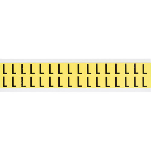 Repositionable Individual Number and Letter Labels, L, 5/8" H, Black on Yellow