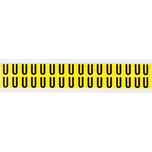 Repositionable Individual Number & Letter Labels, U, 5/8" H, Black on Yellow