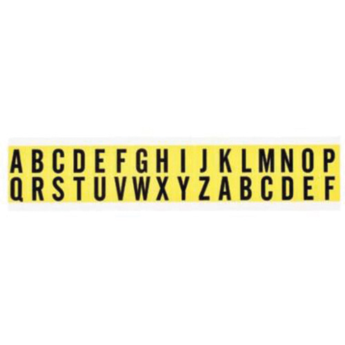 Repositionable Individual Number and Letter Labels Set, A/B/C/D/E/F/G/H/I/J/K/L/M/N/O/P/Q/R/S/T/U/V/W/X/Y/Z, 5/8" H, Black on Yellow
