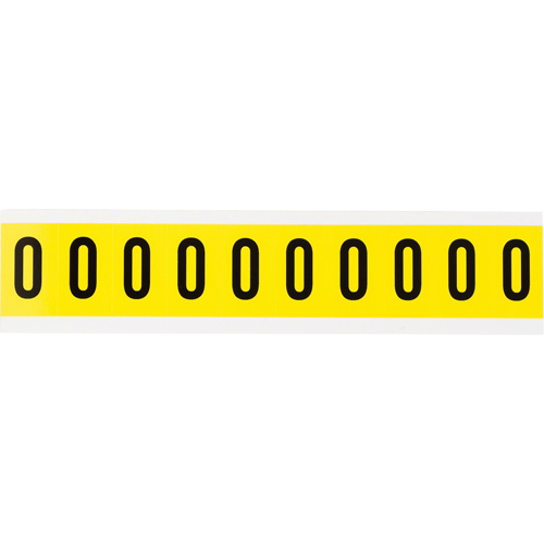Repositionable Individual Number and Letter Labels, 0, 1" H, Black on Yellow