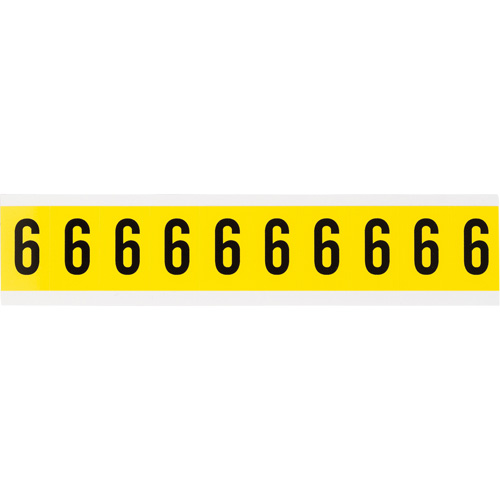 Repositionable Individual Number and Letter Labels, 6, 1" H, Black on Yellow