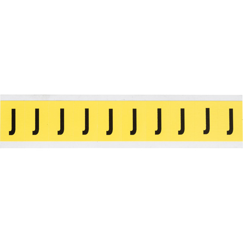 Repositionable Individual Number and Letter Labels, J, 1" H, Black on Yellow