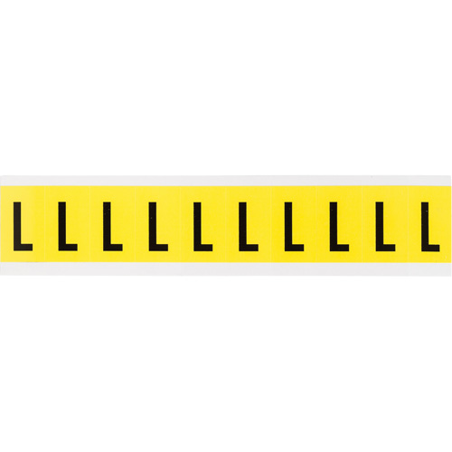 Repositionable Individual Number and Letter Labels, L, 1" H, Black on Yellow