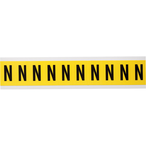 Repositionable Individual Number & Letter Labels, N, 1" H, Black on Yellow