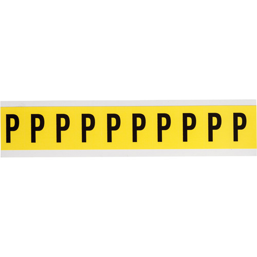 Repositionable Individual Number & Letter Labels, P, 1" H, Black on Yellow