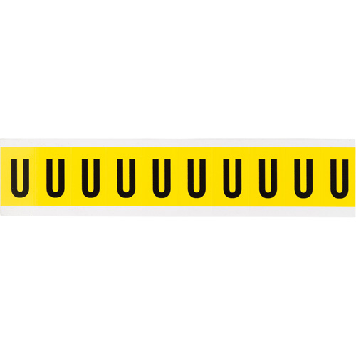 Repositionable Individual Number & Letter Label, U, 1" H, Black on Yellow