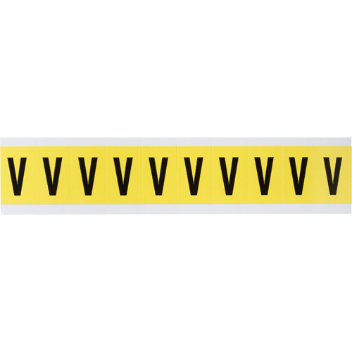 Repositionable Individual Number & Letter Labels, V, 1" H, Black on Yellow