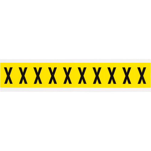 Repositionable Individual Number & Letter Labels, X, 1" H, Black on Yellow