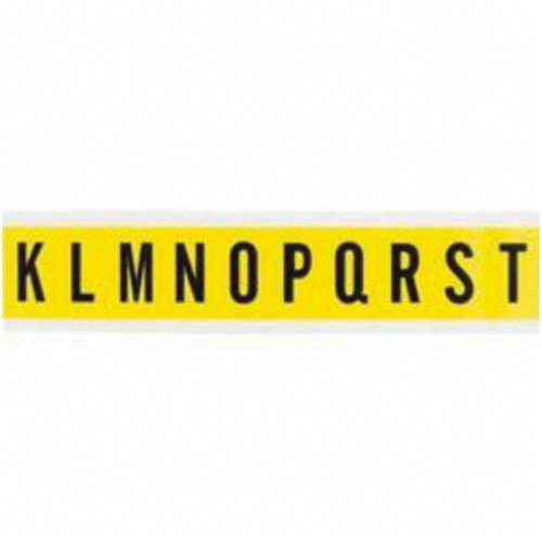 Repositionable Individual Number and Letter Labels, K/L/M/N/O/P/Q/R/S/T, 1" H, Black on Yellow