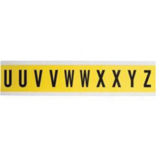 Repositionable Individual Number and Letter Labels, U/V/W/X/Y/Z, 1" H, Black on Yellow