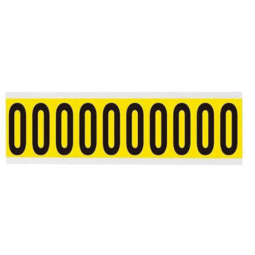 Repositionable Individual Number and Letter Labels, 0, 2" H, Black on Yellow