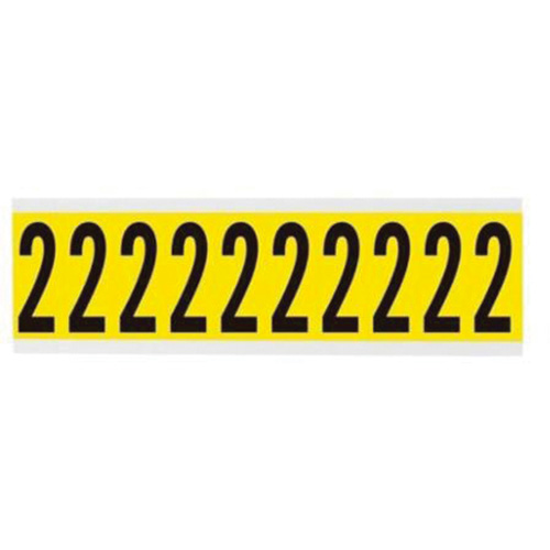Repositionable Individual Number and Letter Labels, 2, 2" H, Black on Yellow